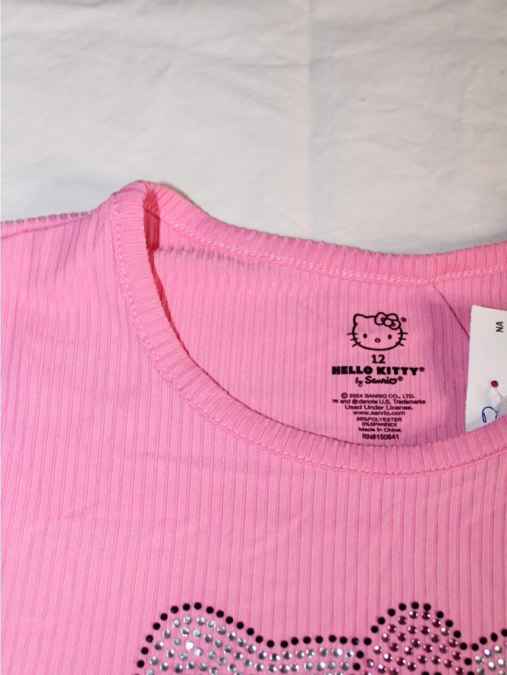 Sanrio Hello Kitty Pink Ribbed Short Sleeve Tee